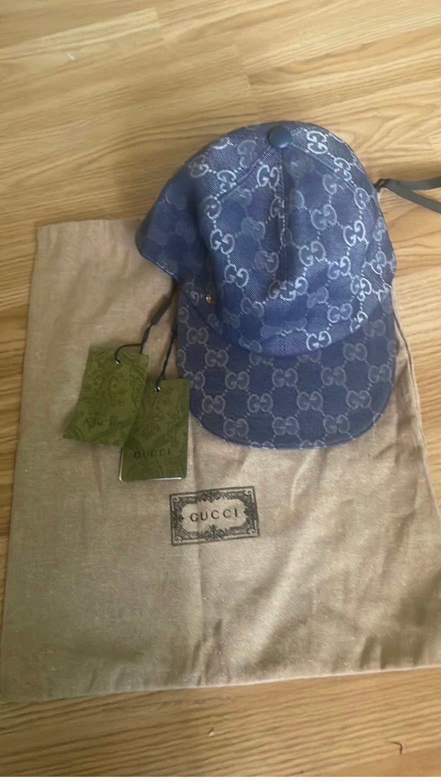 Casquette Gucci GG en toile bleue, Enlèvement, Comme neuf, 60 cm (XL, 7½ pouces) ou plus, Casquette