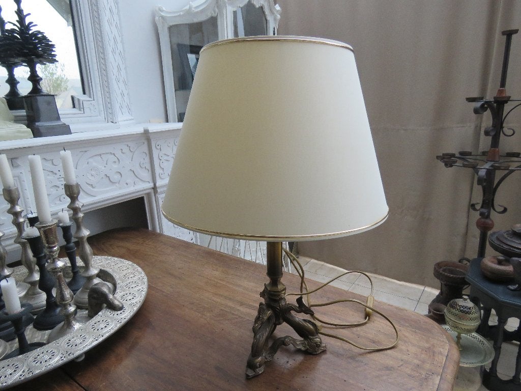 Lampe de table vintage en laiton dauphins poissons, Enlèvement ou Envoi