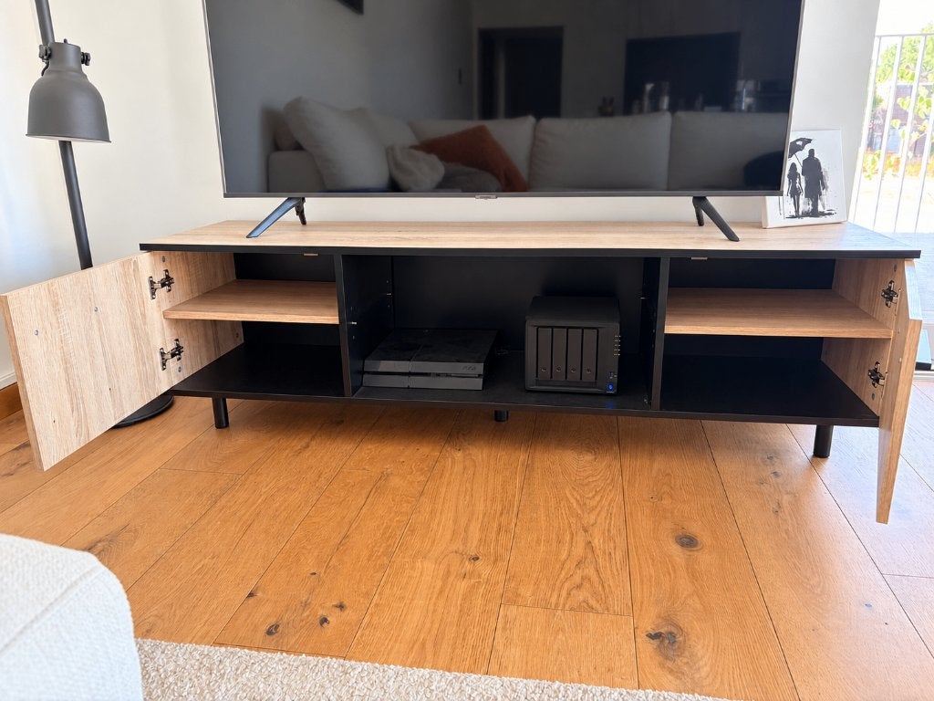 Tv-meubel | eiklook & zwart | 151 cm, Enlèvement, Utilisé