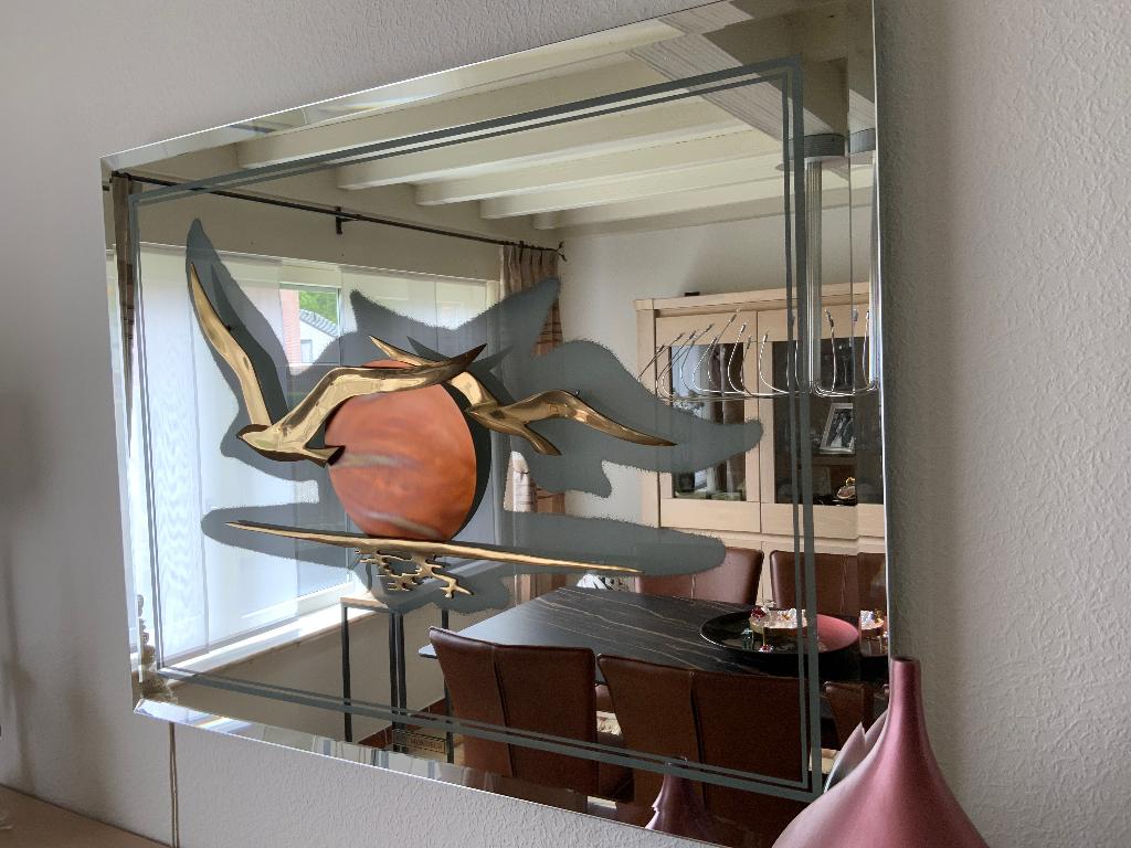 Art deco Spiegel met verlichting., Huis en Inrichting, Ophalen, Zo goed als nieuw, Art deco