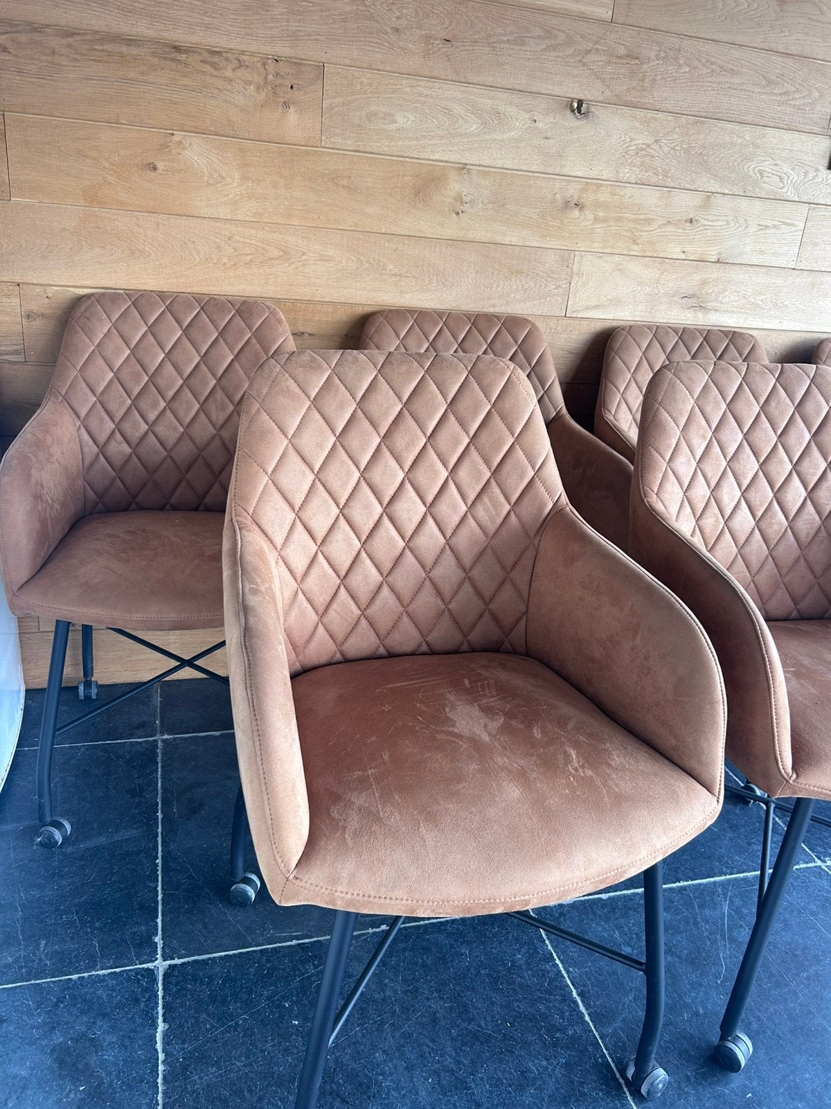 6 stuks in alcantara stof cognac kleur, Ophalen, Zo goed als nieuw, Stof