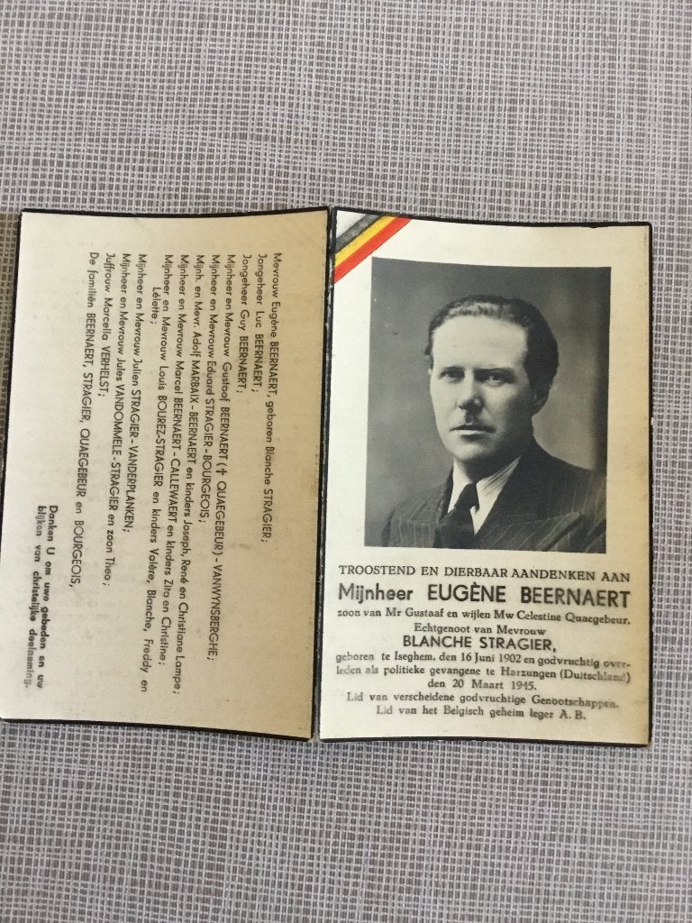 Victime de guerre Beernaert Izegem +1945 Allemagne, Envoi, Image pieuse