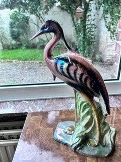 vintage keramieken reiger beeld Hubert Bequet, Ophalen