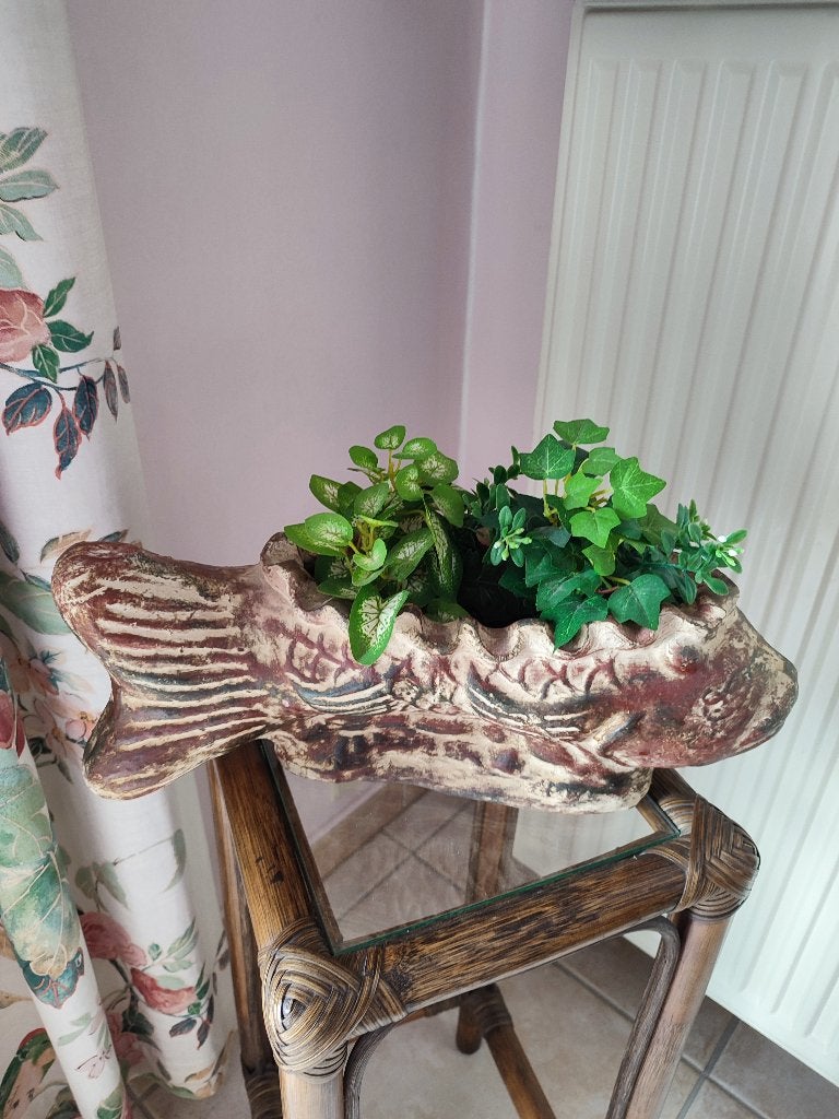 Uniek stuk. Zoomorfe plantenbak, handgemaakt: vis, Ophalen of Verzenden