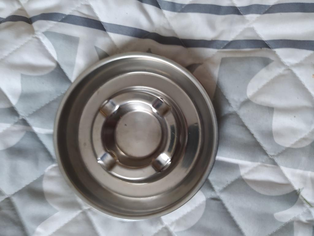 vintage sigaretten-asbak uit roestvrij staal (inox), Ophalen of Verzenden, Zo goed als nieuw, Asbak