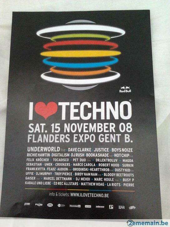 Flyers I love techno, Collections, Enlèvement ou Envoi, Utilisé