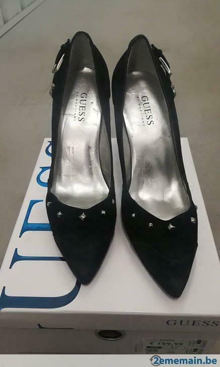 886* GUESS sexy escarpins noir cuir PA 160€ (p 37), Porté, Noir, Escarpins