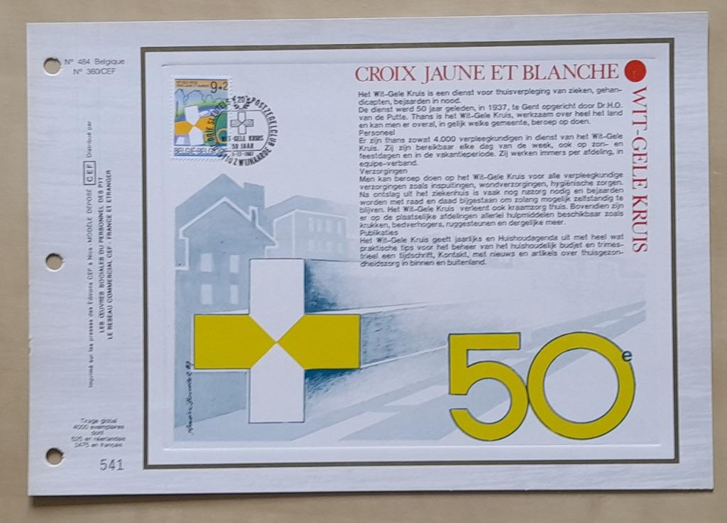 Année 1987 : Carte souvenir fdc soie - 2270 : Wit-Gele Kruis, Ophalen of Verzenden