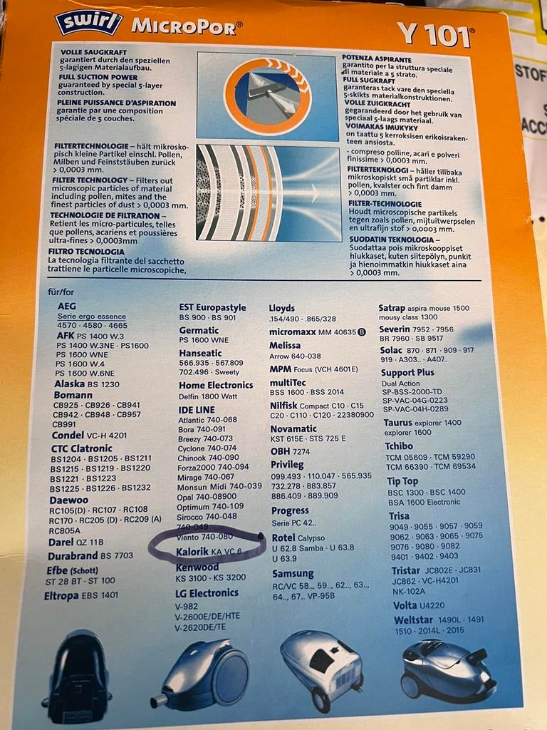 Sacs pour aspirateurs, Electroménager, Neuf, Sac à poussière, Enlèvement, Autres types