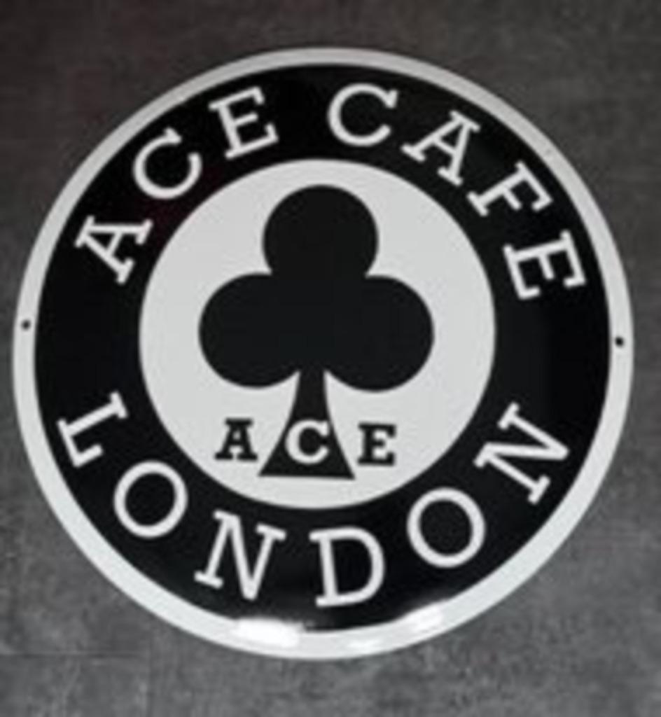 Ace cafe london emaillen reclame decoratie bord gameroom, Verzamelen, Ophalen of Verzenden, Zo goed als nieuw, Reclamebord