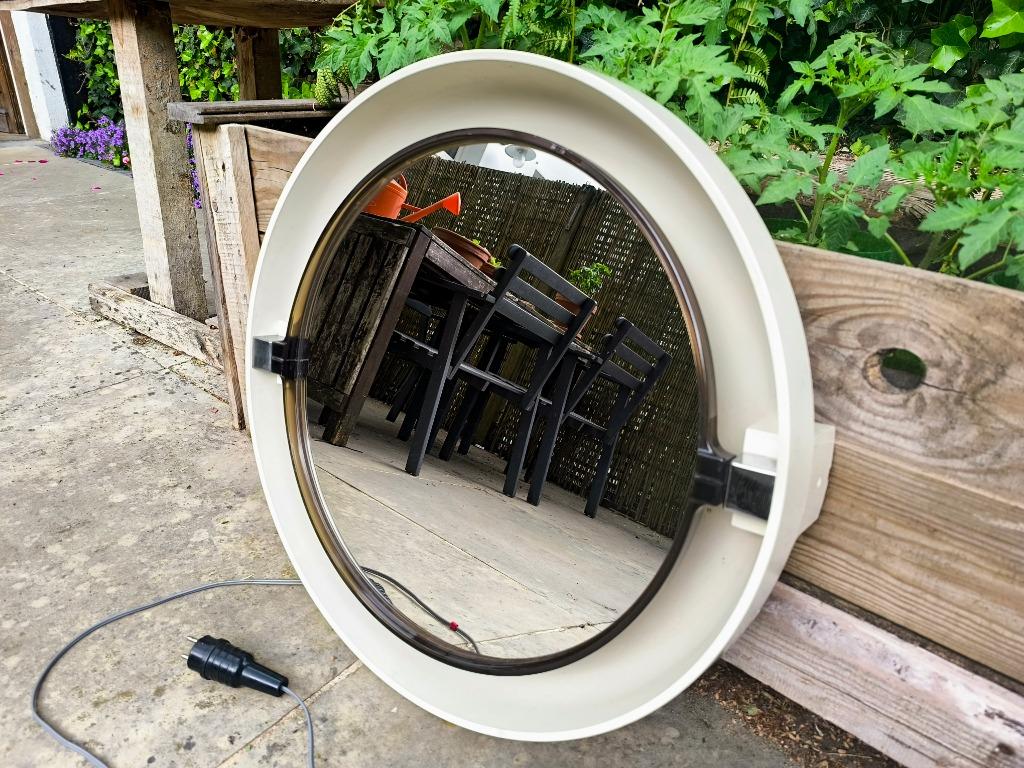 Miroir vintage 1970 ovale avec lumière Allibert Wandleuchte, Enlèvement ou Envoi, Moins de 100 cm, Utilisé, 50 à 75 cm