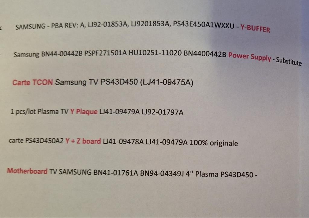 pièces neuves télévision samsung, Enlèvement ou Envoi, Ne fonctionne pas, Samsung