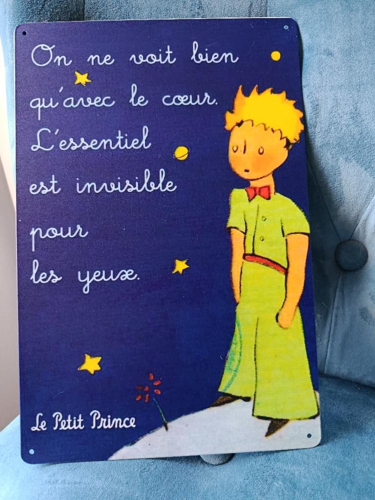 Plaque métal Le petit Prince citation st exupery neuve, Verzamelen, Merken en Reclamevoorwerpen, Nieuw, Reclamebord, Verzenden