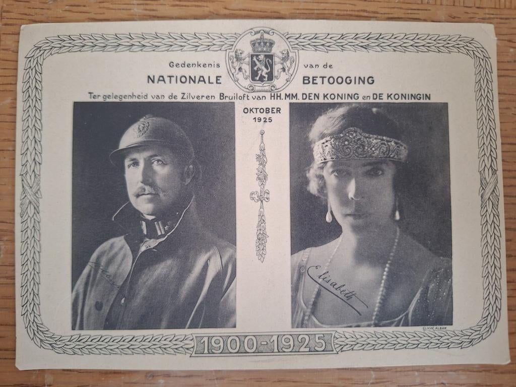 Oude foto koningshuis 1925 zilveren bruiloft koning Albert1, Verzamelen, Ophalen of Verzenden, Zo goed als nieuw