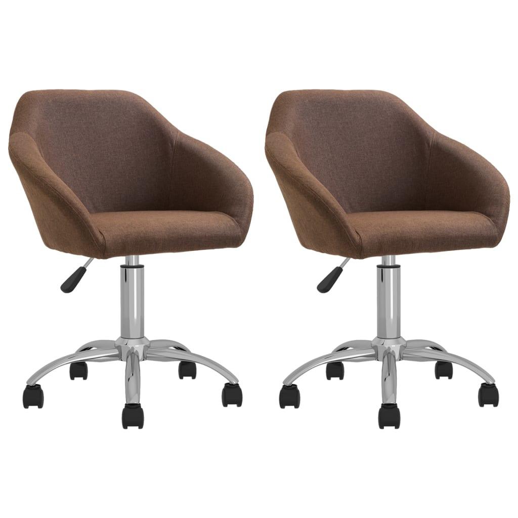 Chaises pivotantes à manger lot de 2 marron tissu, Neuf, Tissus, Enlèvement ou Envoi, Deux