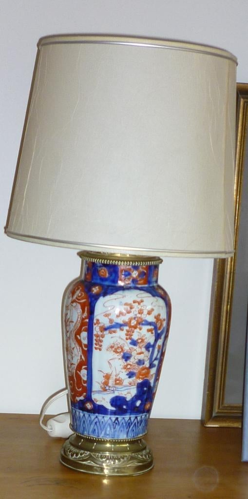 Luminaire ancien (années 20–30) – Vase en céramique Imari, Huis en Inrichting, Lampen | Hanglampen, Gebruikt, 50 tot 75 cm, Metaal