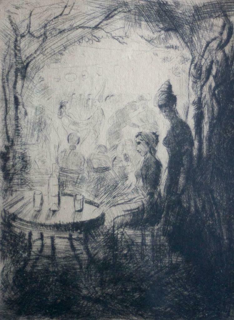 Robert Borret (1924) - Het feest (ets, 1/10), Ophalen of Verzenden