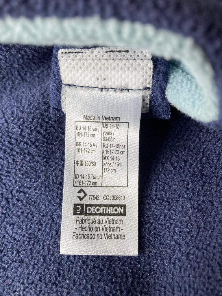 Fleecetrui Decathlon donkerblauw maat 14/15 jaar, Gebruikt, Jongen of Meisje, Trui of Vest, Decathlon