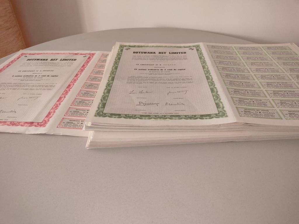 2960 Aandelen Botswana Rst Ltd, Postzegels en Munten, Aandelen en Waardepapieren, Ophalen of Verzenden