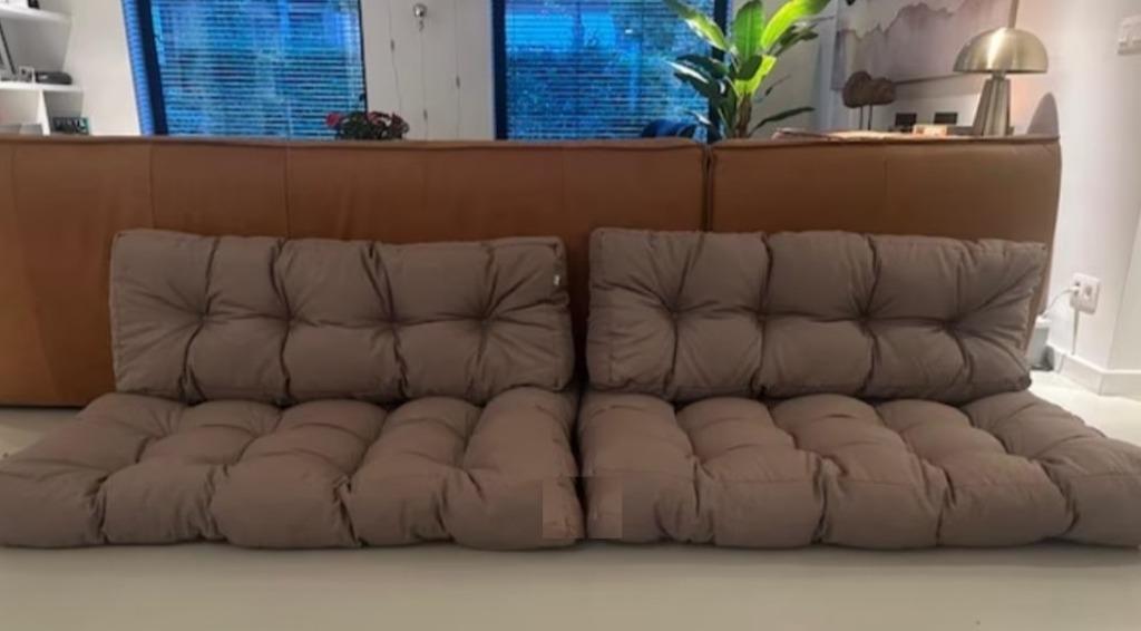 2 sets palletkussens taupe (LIDL), Tuin en Terras, Ophalen, Zo goed als nieuw