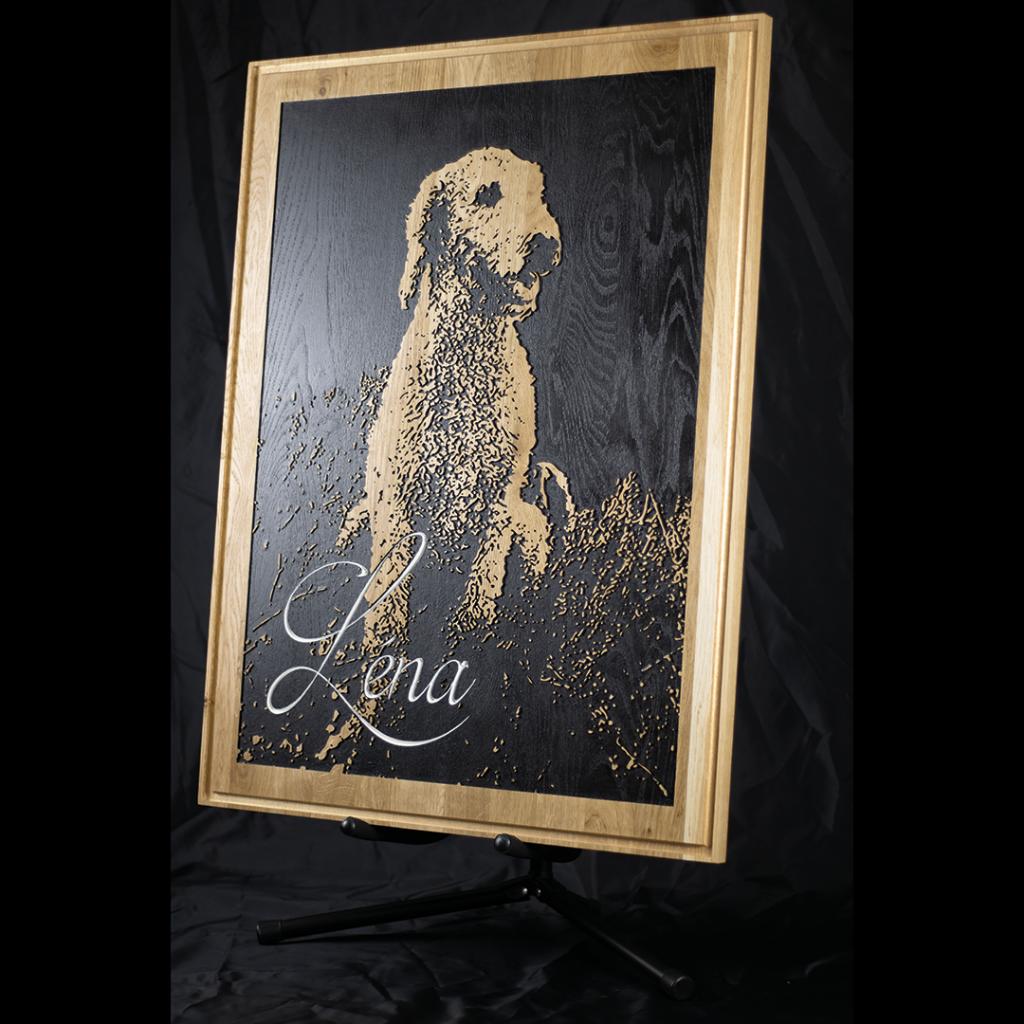 Labradoodle | Formaat III | Gefreesd in Eiken, Antiek en Kunst, Kunst | Overige Kunst, Verzenden