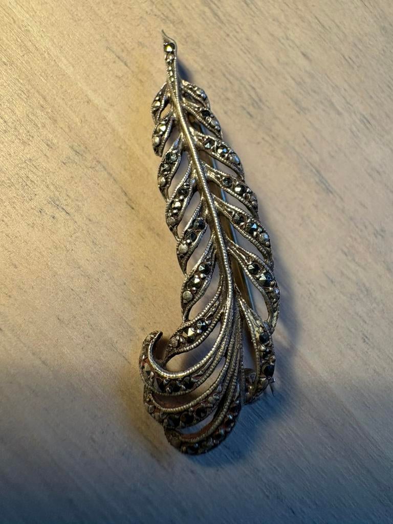 Broche art deco, 835, marcasiet, Bijoux, Sacs & Beauté, Bijoux anciens, Enlèvement ou Envoi, Argent, Broche