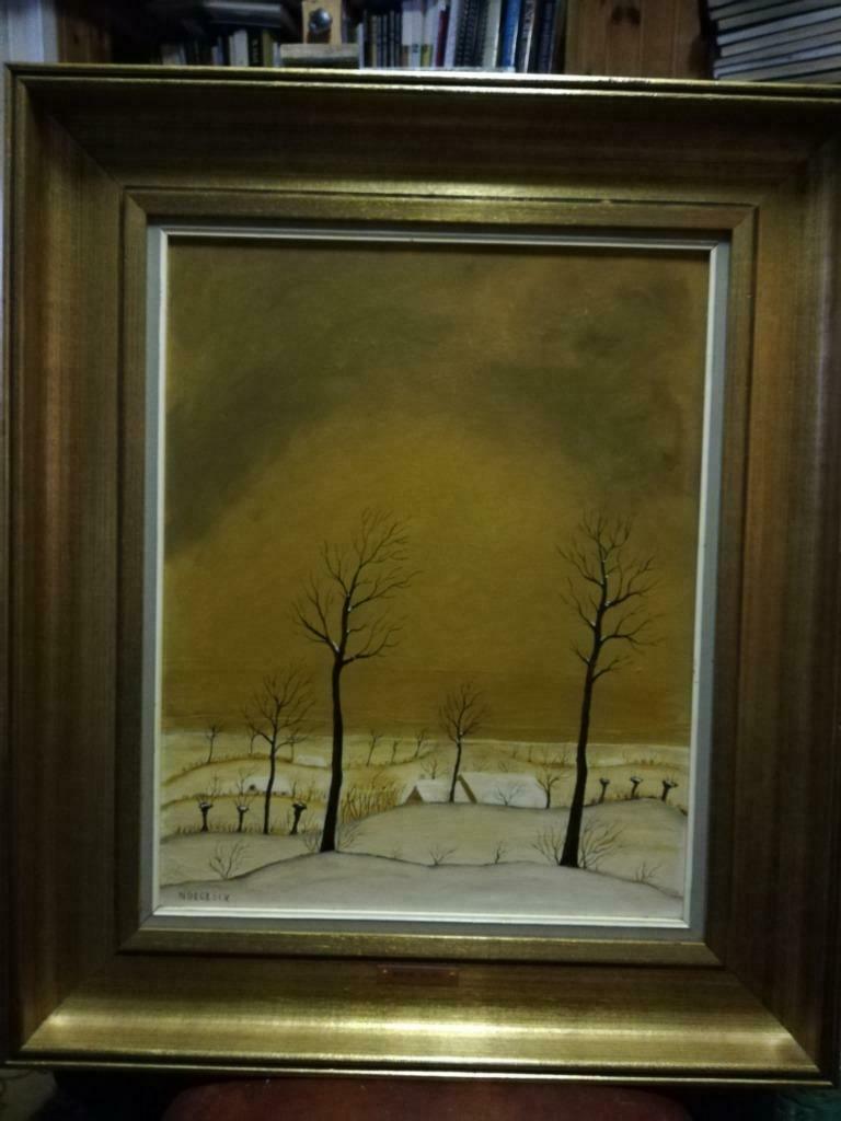 * Decroix Nestor, tableau Paysage d'hiver, signé, Antiquités & Art, Enlèvement