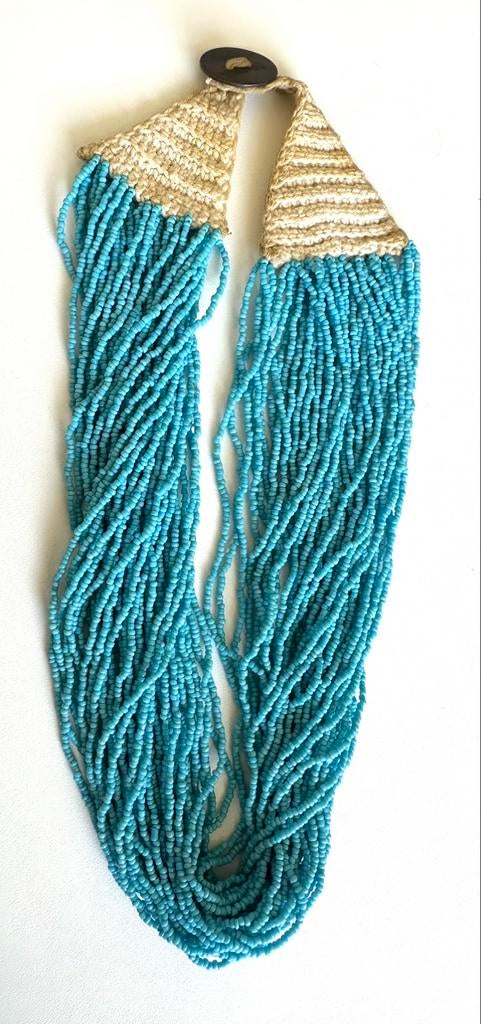 Zeldzame halsketting in blauw koraal, jaren 80, 50 cm, Gebruikt, Blauw