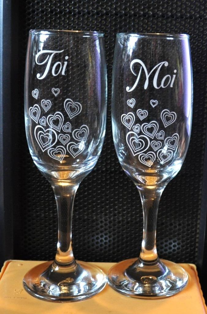 2 flutes a champagne  toi et moi pour couple, Antiquités & Art, Enlèvement ou Envoi