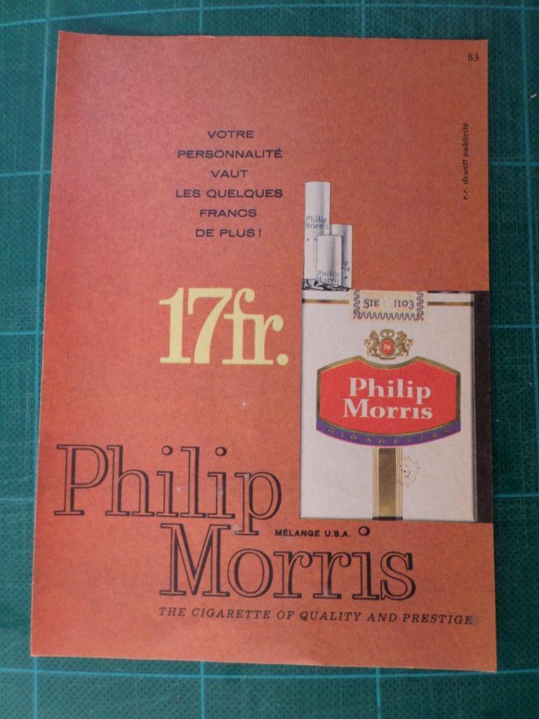 Philip Morris cigarettes - publicité papier - 1962, Ophalen of Verzenden, Gebruikt, Overige typen