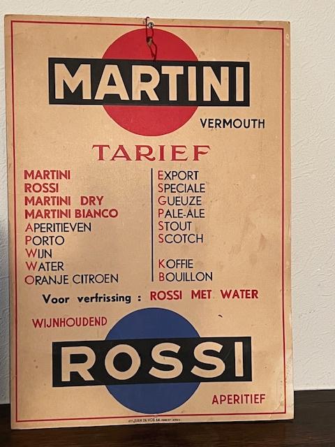 Vintage Martini Rossi prijslijst, Tarief, Verzamelen, Merken en Reclamevoorwerpen, Ophalen