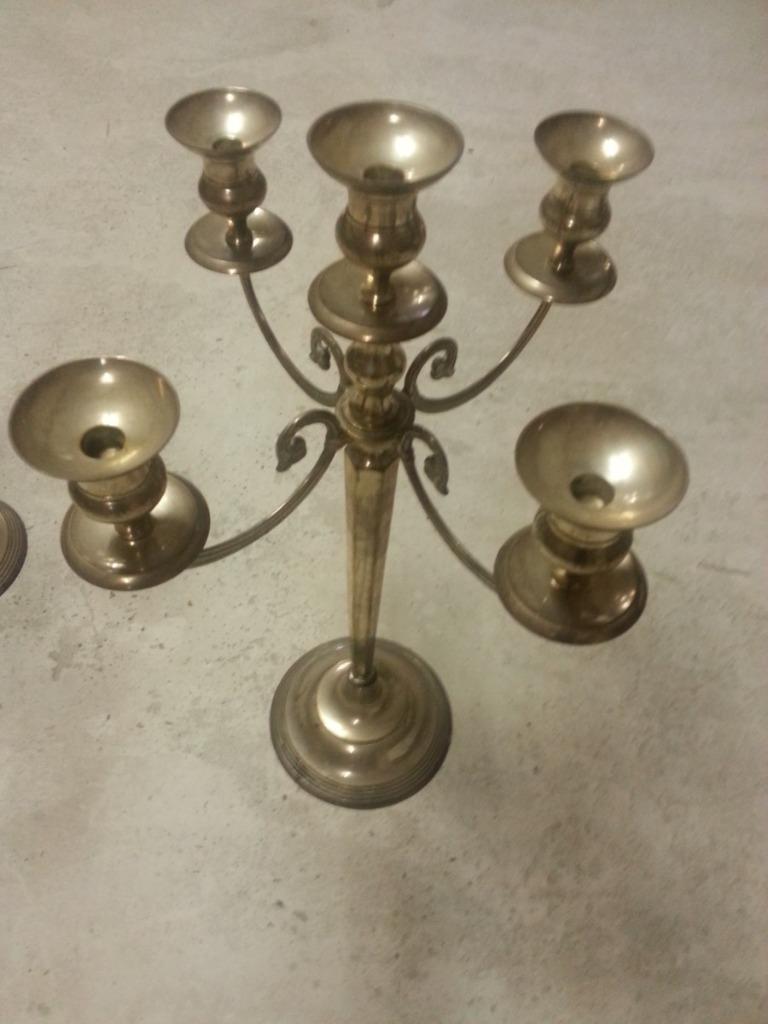 Kandelaars 5 arms 2x verzilverd epns silver.  2 stuks, Enlèvement