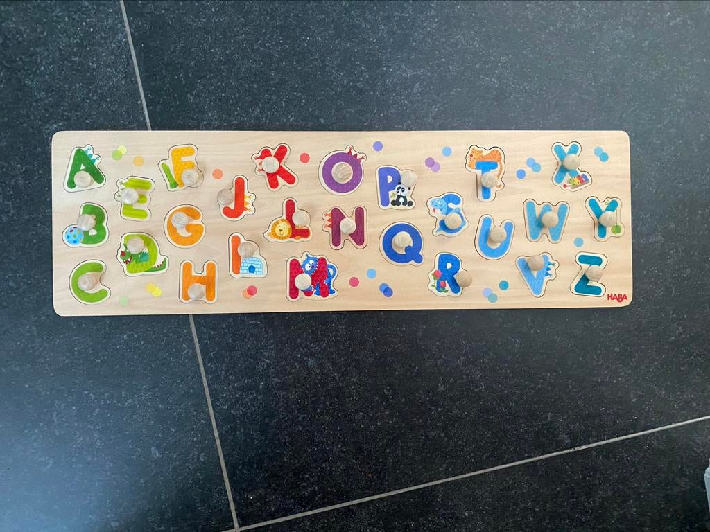 Haba houten legpuzzel - alfabet, Ophalen of Verzenden, Zo goed als nieuw