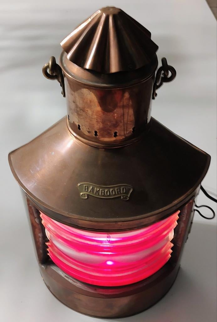 Grote scheepslantaarn bakboord, Antiek en Kunst, Ophalen, Koper