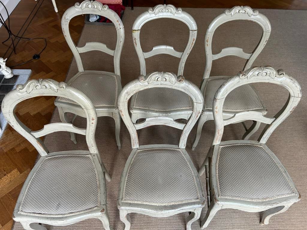 6 chaises anciennes patinées, Maison & Meubles, Chaises, Enlèvement