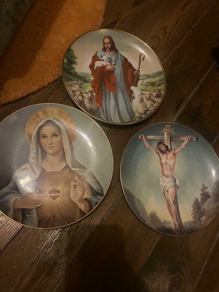 Lot de 3 Assiettes religieuses, Comme neuf, Autres types, Christianisme | Catholique