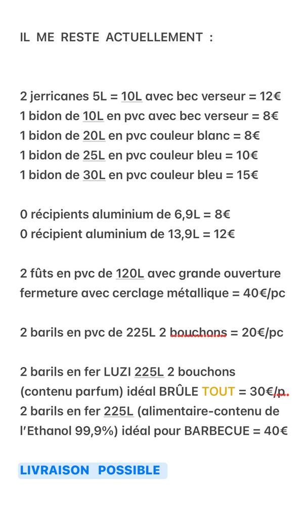 Trommel 10L-20L-25L-30L=6€/st, Trommel 68L-125L-150L=30€/st, Ophalen of Verzenden