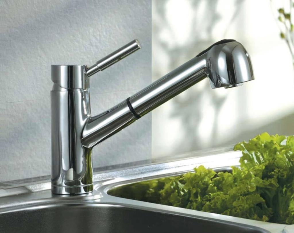 Mitigeur evier 135mm inox neuf avec douchette, Bricolage & Construction, Enlèvement ou Envoi, Neuf, Inox