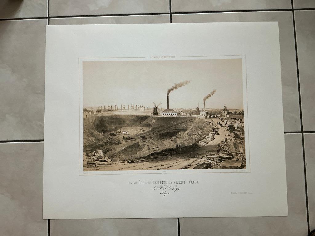 Reproduction gravure, Carrières P. J. Wincqz à Soignies, Enlèvement ou Envoi, Comme neuf