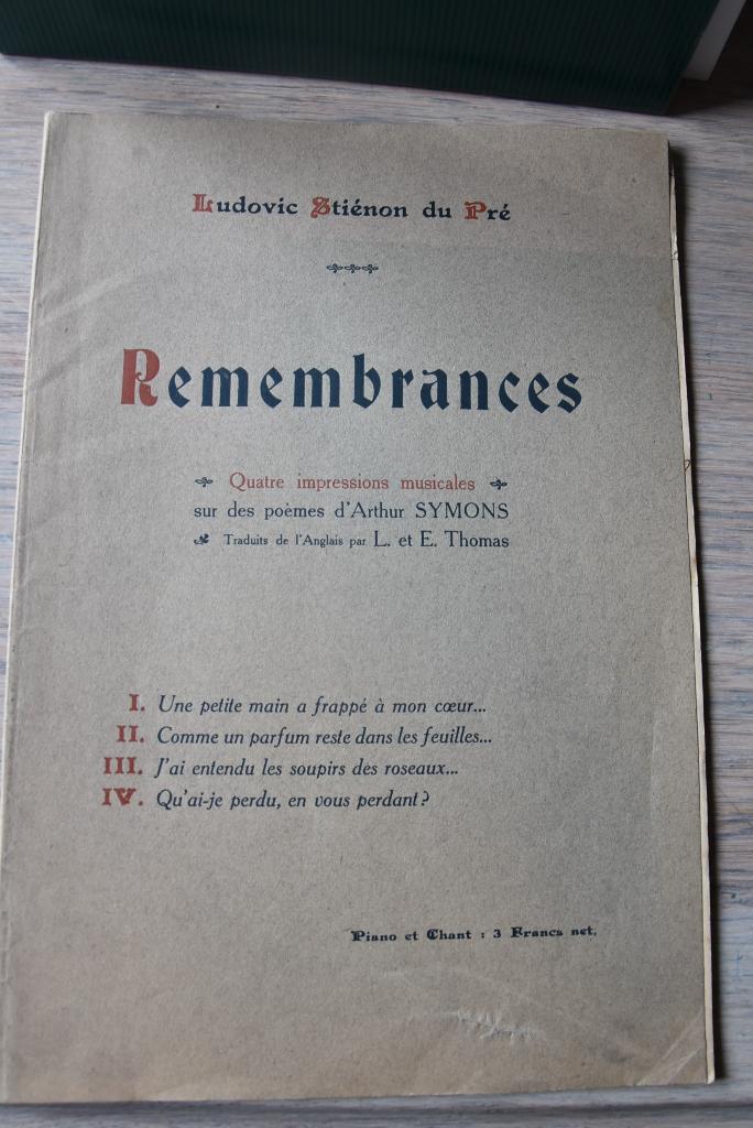 Ludovic Stiénon du pré Remembrances handtekening, Boeken, Muziek, Ophalen of Verzenden
