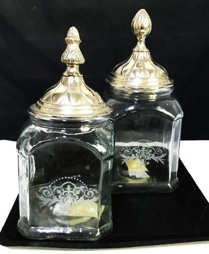 Bocaux bonbons verre couvercle argenté Vintage😍🤗💑, Antiquités & Art, Antiquités | Verre & Cristal, Enlèvement ou Envoi