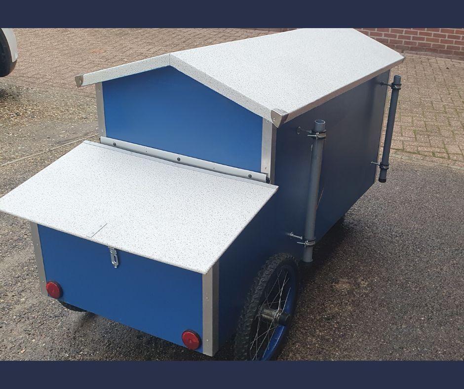 Bolderkar blauw, Ophalen, Gebruikt