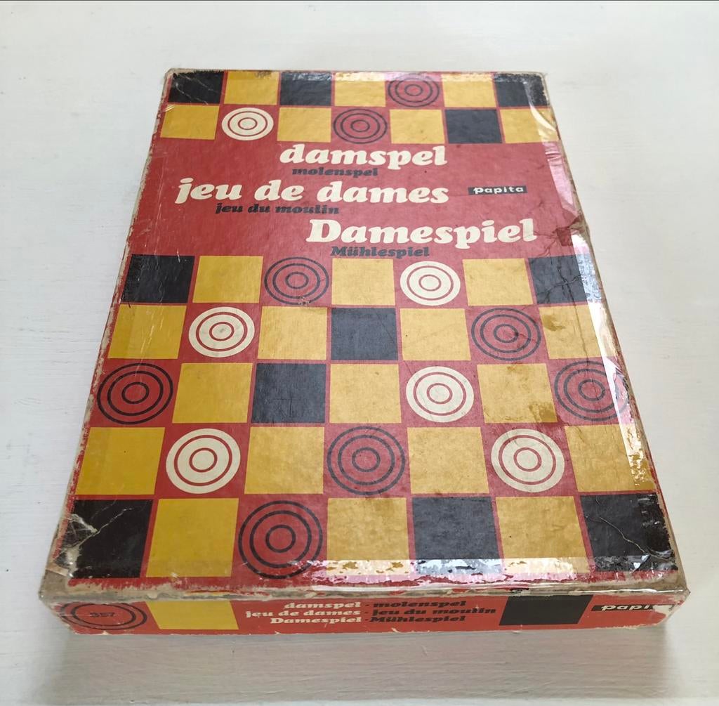 vintage damspel molenspel Papita jaren 70, Ophalen of Verzenden, Gebruikt, Papita
