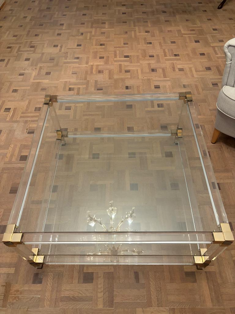 Glazen salontafel, Huis en Inrichting, Tafels | Salontafels, Ophalen, 50 tot 100 cm, Vierkant, 50 tot 100 cm