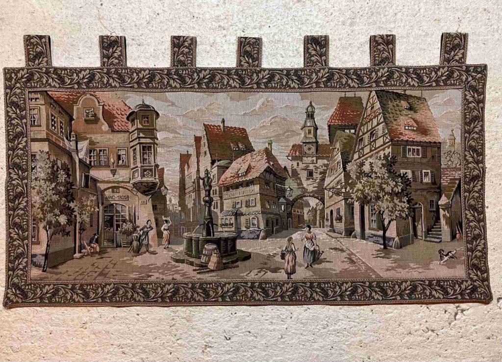 Wandkleed gobelin 18e eeuw Duits dorpsplein 118/66, Huis en Inrichting, Ophalen of Verzenden, Gebruikt
