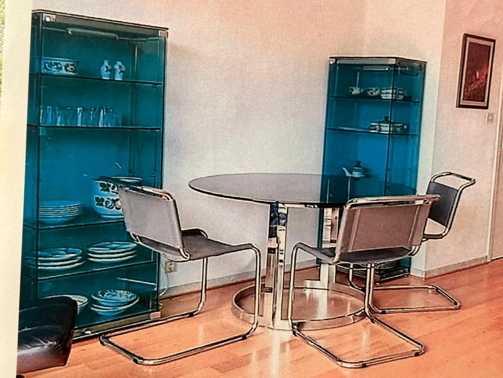 Vintage design glazen kasten vitrinekast groen glas, Huis en Inrichting, Kasten | Vitrinekasten, Ophalen, Glas