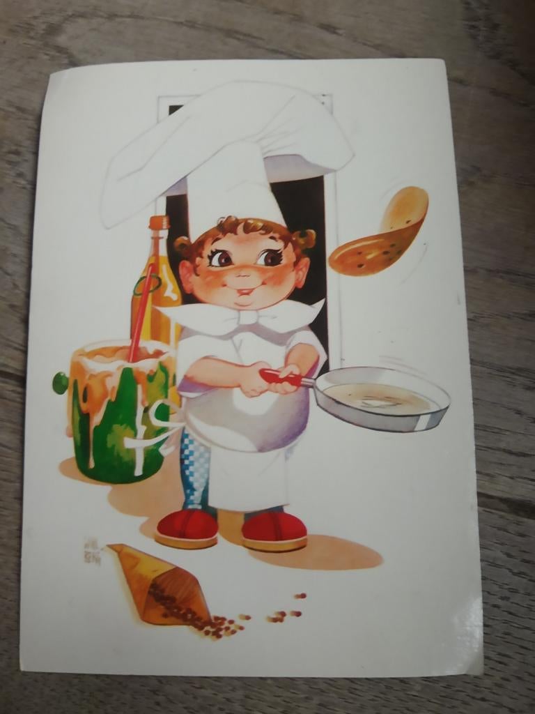 Carte postale à description rétro : faites cuire des crêpes., Enlèvement ou Envoi