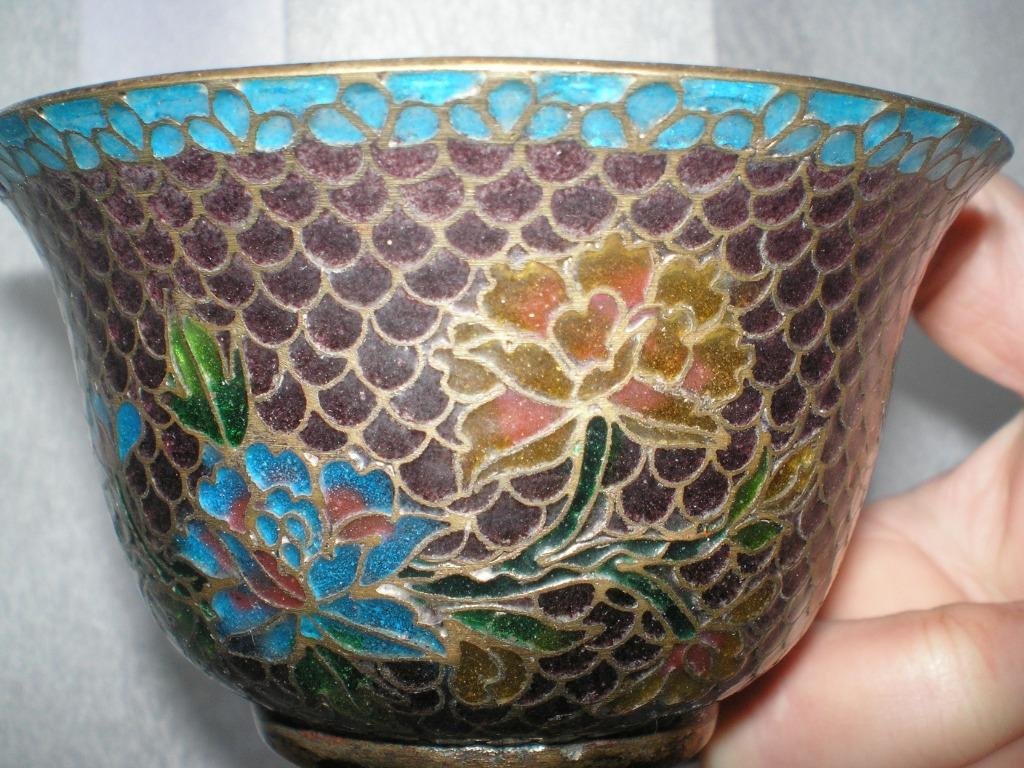 Bol  chinois émaillé/métal  Plique à jour  1950s, Antiquités & Art, Enlèvement ou Envoi