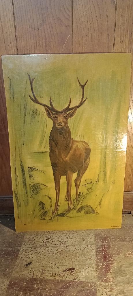 Vintage schilderij van Deer Francetiss-Retro Decor 70,n305, Ophalen of Verzenden, Gravure, Gesigneerd