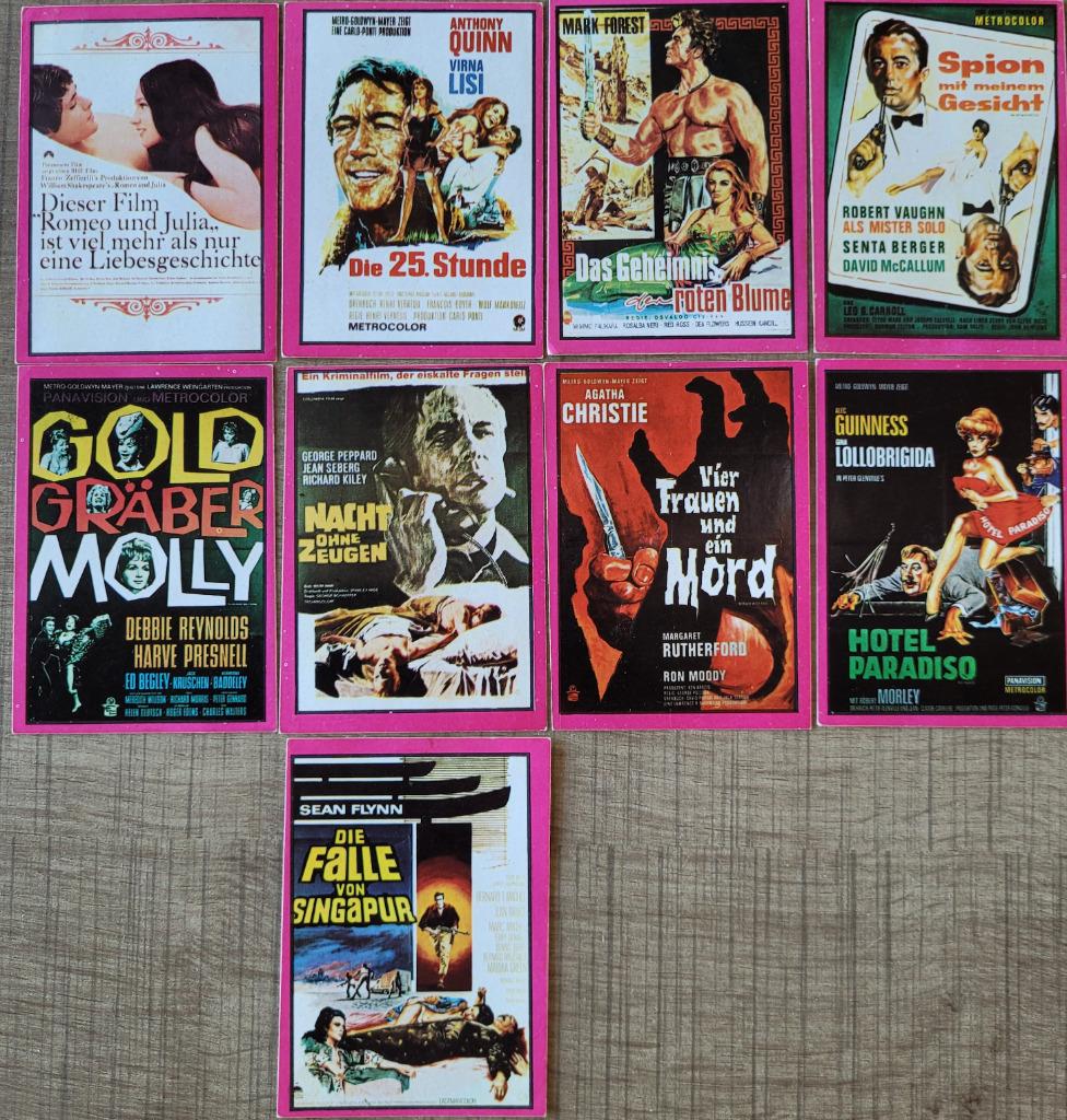 9 verzamelstickers: oude filmposters (Duitstalig), Ophalen of Verzenden, Gebruikt, Film, Tv of Omroep